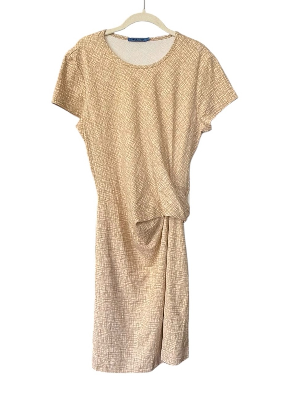 J. McLaughlin Havana Dress In Tan & White Print Catalina Cloth Faux Wrap XL